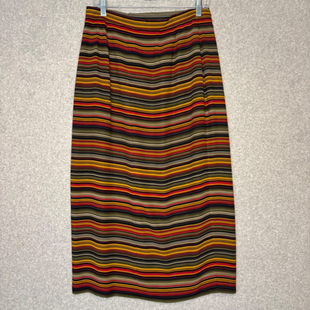 Vintage 90s y2k Striped Multicolor Wrap Maxi Skirt Women's Sz 12 Red Green Indie - Picture 3 of 8